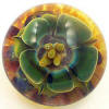 Indigo Luster Flower Flameworked Glass Button