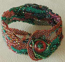 Original Bracelet by Robin Woodsmith -- Using Flameworked Glass Button