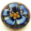 Blue White Flower Flamerworked Glass Button